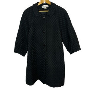 Women's Medium Sara Campbell Black Jacquard Textured Overcoat Formal